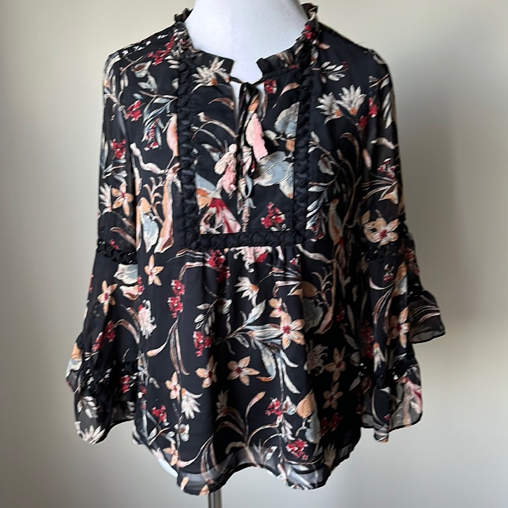 Anthropologie Maeve Odette Bell Sleeve Top